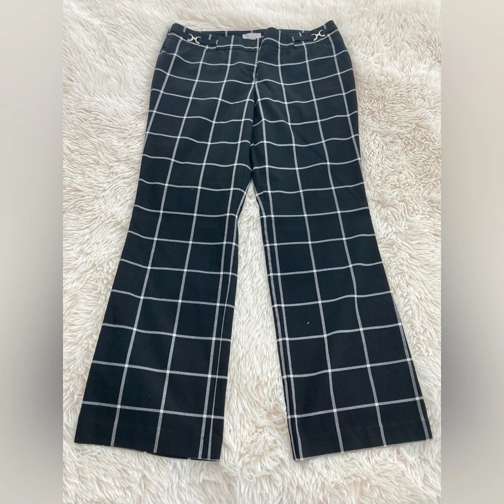 New York & Company Black and White Plaid Women's Trousers - Picture 1 of 3